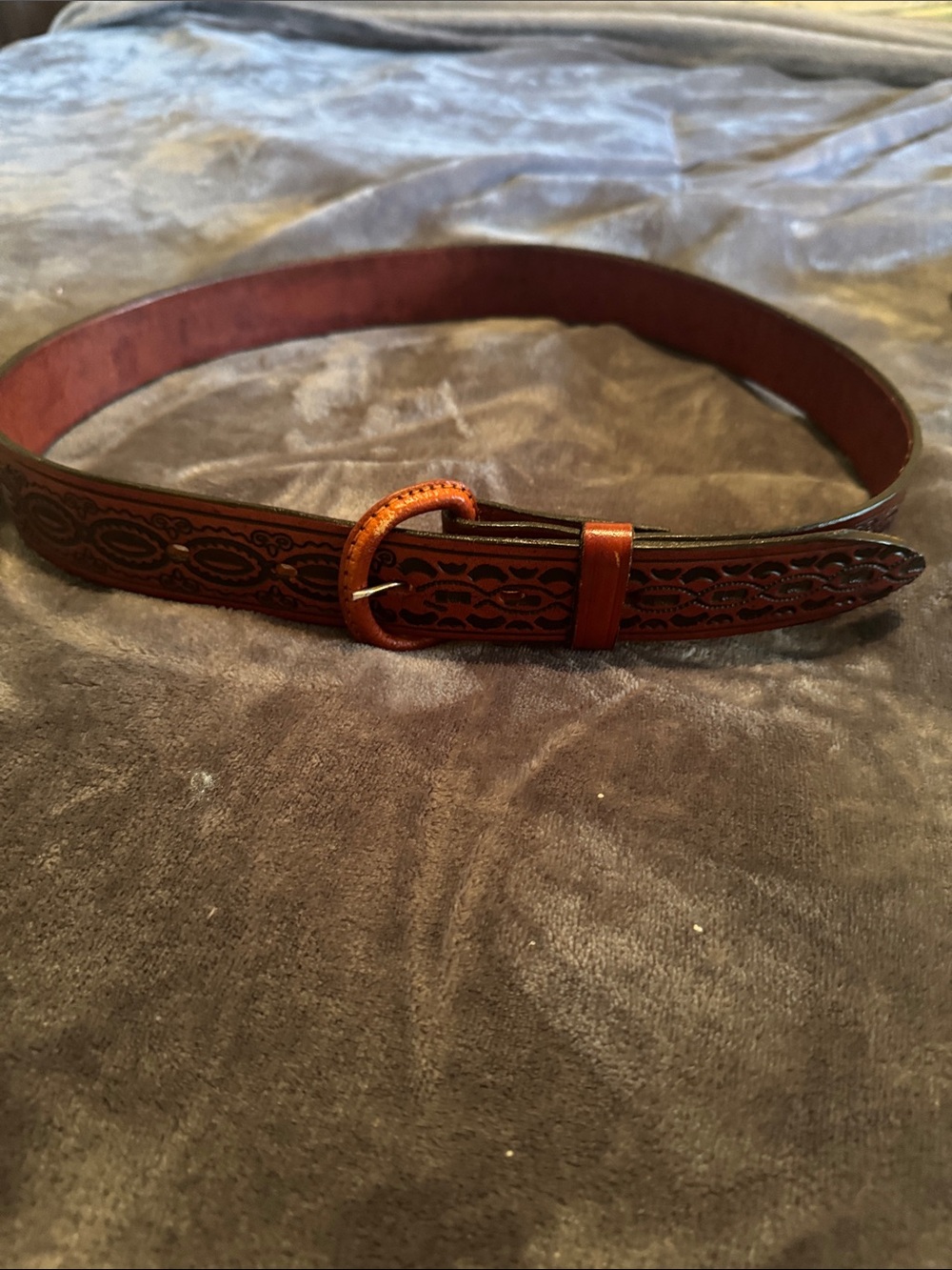 Brown Tooled Leather Women's Belt